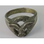 A reproduction WW2 Nazi Luftwaffe Pilot's ring, stamped "00" to the band.