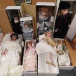 Eight contemporary boxed and 'as new' Alberon dolls, various sizes.