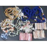 A collection of shell and bead jewellery