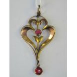 A 9ct gold Art Nouveau pendant, abstract