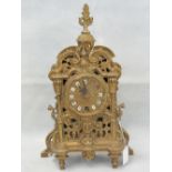 A Large Ornate Brass Mantle Clock, 42cm