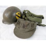 A US army Cavalry division helmet, webbi
