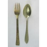 An SS dessert fork and teaspoon.