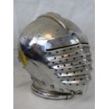 A reproduction medieval helmet