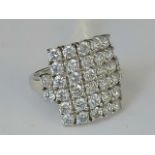 A silver CZ encrusted dress ring, thirty