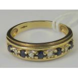 A 9ct gold diamond and sapphire ring, fi