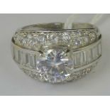 A silver dress ring set with large centr