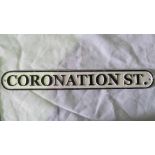 A cast metal 'Coronation Street' sign, 6
