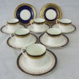 Six cobalt blue and gilded Aynsley duos