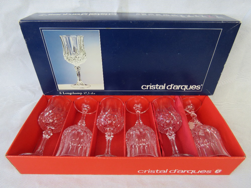 A boxed set of six Cristal d'Arques Long