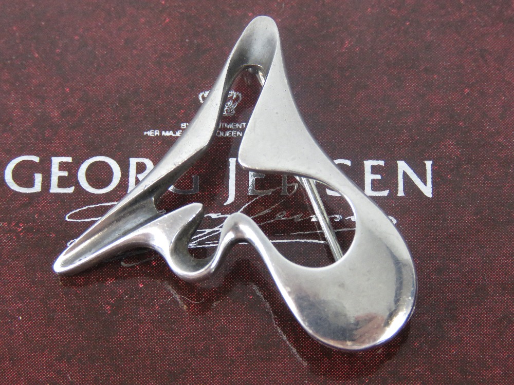 A Georg Jensen HM silver brooch, of abstract design No 324,