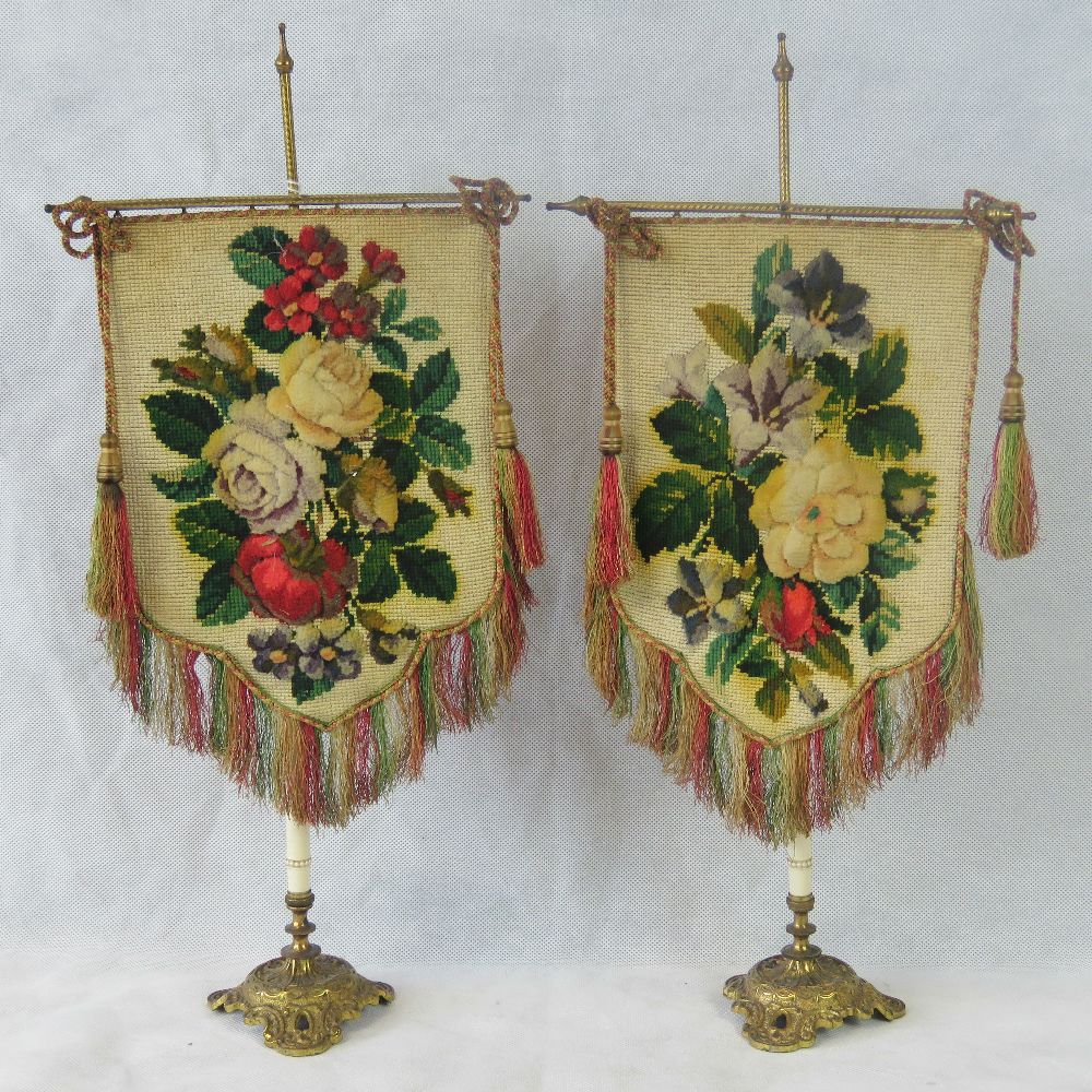 A pair of unusual Edwardian table screens.