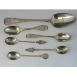 HM silver spoons including a Georgian serving spoon, London 1814,