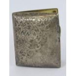 A HM silver cigarette case with gilded interior, elastic in good condition, Birmingham 1938,