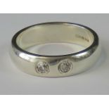 A HM silver and diamond ring, two 0.