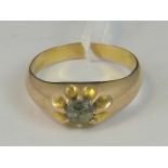 A 9ct gold gypsy ring set with white stone, hallmarked Chester, 2.25g, Size Q.