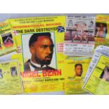 Eight retro boxing posters including some featuring Nigel Benn and Michael Watson;