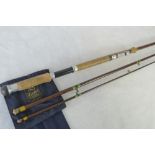 A retro Hardy Jet, 12 1/2' three piece salmon fly rod, with attachment for spinning reel.