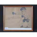 A signed pencil caricature of boxer Gene Tumney,