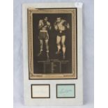 Autographs of the boxers Floyd Patterson and Sonny Liston mounted beneath a souvenir poster of