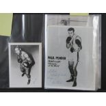 A collection of Boxing autographs including Joe Louis and Henry Cooper also some boxer publicity