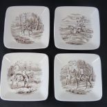 A set of four hunting-themed Copeland Spode pin dishes each 9 1/2cm square.