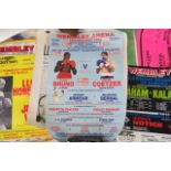 A Frank Bruno Vs Pierre Coetzer fight poster (61cm x 41cm) together with eight other retro boxing