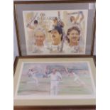 Two limited edition cricket prints: "The Old Guard of the 80s" featuring and signed by David Gower,