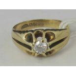 A 9ct gold and diamond gypsy ring, diamo