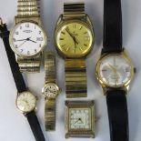 Six assorted watches; ladies Bulova, lad