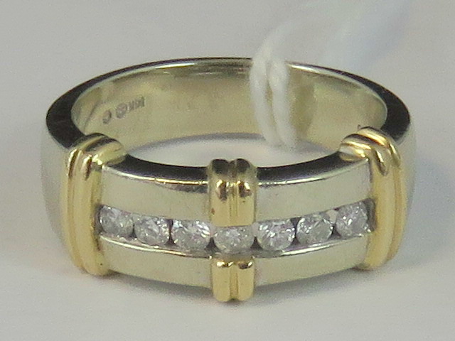 A diamond 14ct white and rose gold ring,