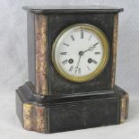 A Victorian slate mantle clock with eigh