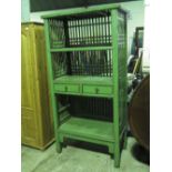 An oriental green-painted hardwood open-