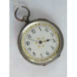 A silver open face key wind pocket watch