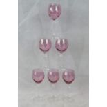 A suite of six pink contemporary hock gl