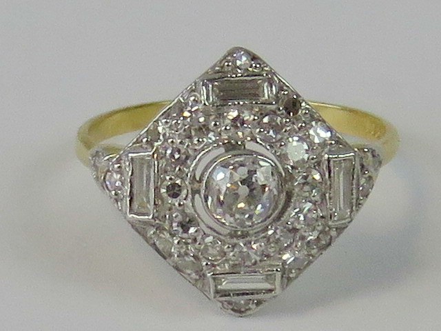 An Art Deco style 18ct gold and diamond