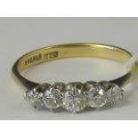 An 18ct gold five stone diamond ring, gr