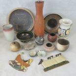 A quantity of assorted studio pottery wa