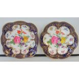 Two Staffordshire 'Elizabethan' decorative dishes with floral decoration and gilding;