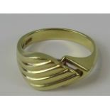 A 14ct gold ring, geometric leaf design, stamped 585, size P-Q, 5.