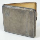 A HM silver cigarette case, parcel gilt interior, hallmarked Birmingham 1934, maker T&M Ltd, 9.