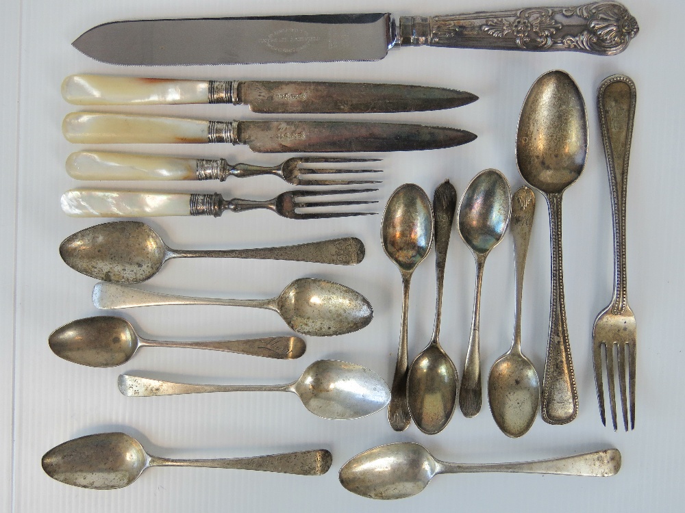 A sellection of HM silver cutlery; Victorian fork and spoon set, London 1870,