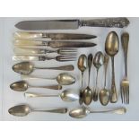 A sellection of HM silver cutlery; Victorian fork and spoon set, London 1870,