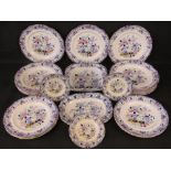 A quantity of Victorian Masons Ironstone dinnerware comprising thirteen dinner plates,