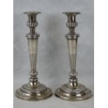 A fine pair of Georgian HM silver candlesticks, Sheffield 1810, made by John Roberts & Co, 30.