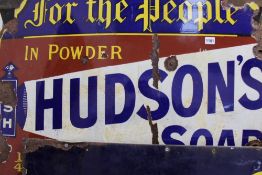 A HUDSON'S SOAP ENAMEL SIGN