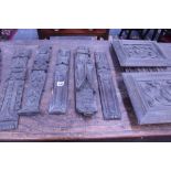 A GROUP OF VARIOUS 17TH AND 18TH.C.CARVED OAK ELEMENTS