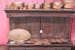 A LARGE COLLECTION OF 19TH.C.COPPER SAUCEPANS AND LIDS