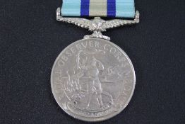 A ROYAL OBSERVER CORPS MEDAL TO OBSERVER R.J.LAMB TOGETHER WITH RELATED WWII DEFENCE MEDAL, CAP