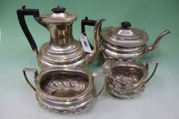 A FOUR PIECE SILVER TEA SET. DATED SHEFFIELD 1897, 1898, 1899. TOTAL WEIGHT 62OZS